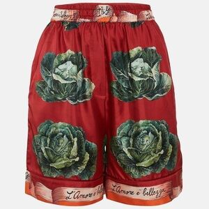 Dolce & Gabbana Red Cabbage Print Women's Shorts size small
